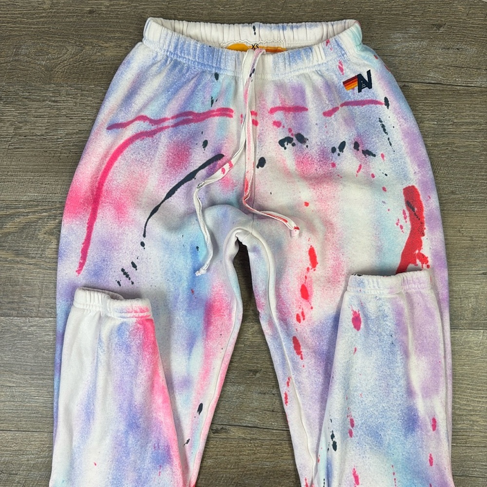 Aviator Nation Women’s Paint Splatter Sweatpants Joggers White Multi XS